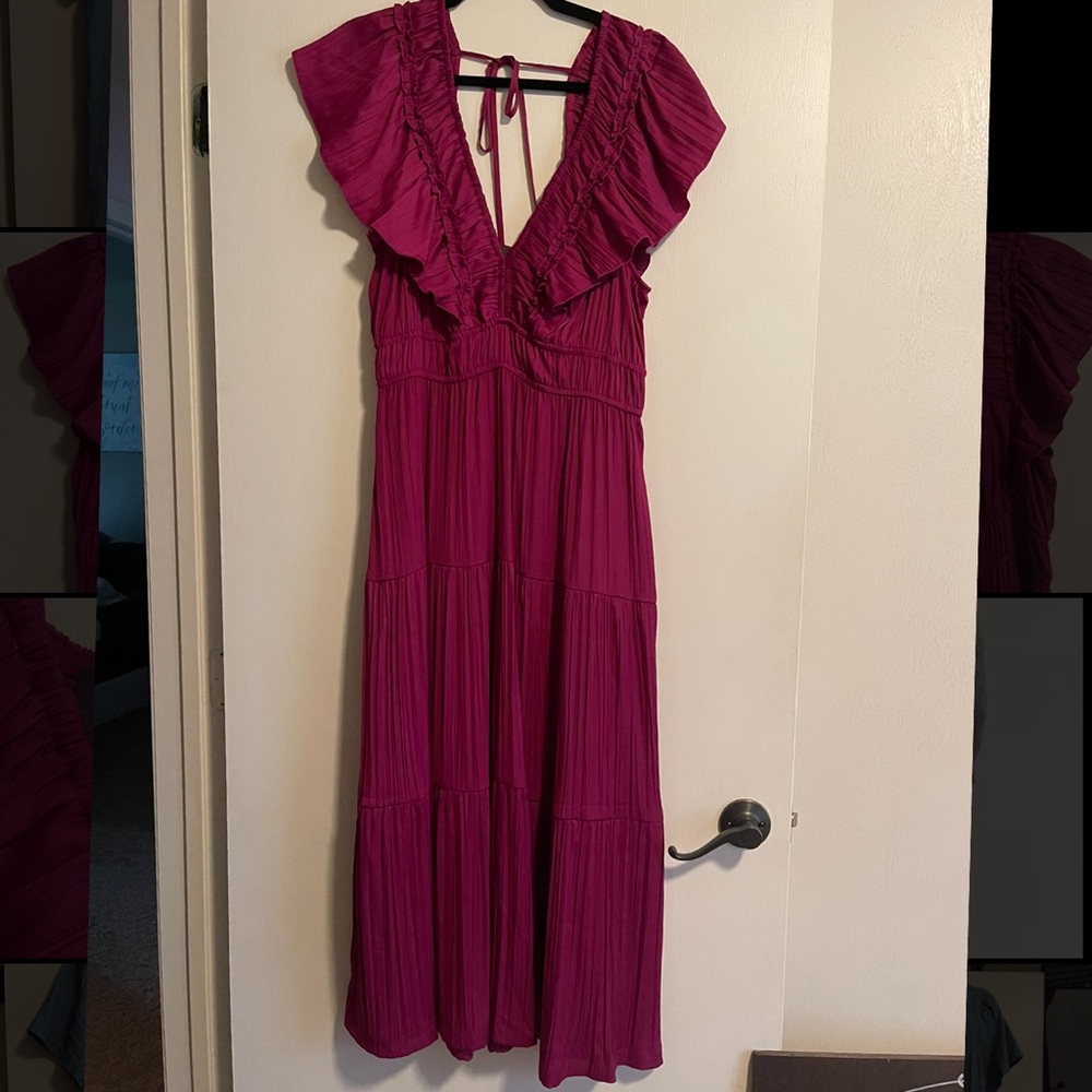 Anthropologie Ruffled Tiered Midi Dress large